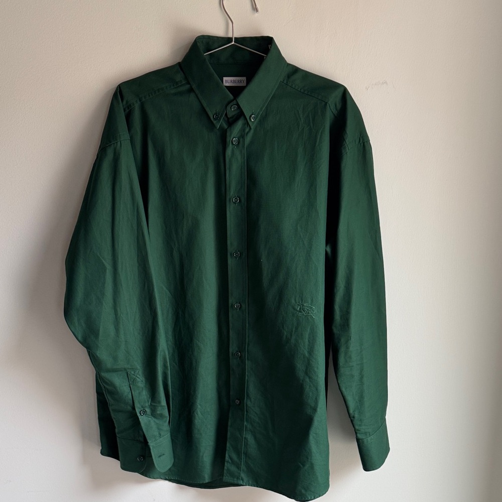 Burberry Forest Green Casual Button Down Shirt
